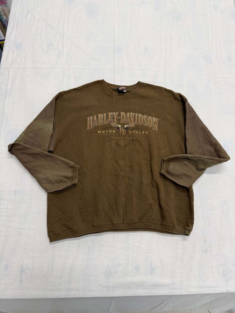 Vintage Harley-Davidson Billerica MA Brown Fleece-Sleeve Sweatshirt XL